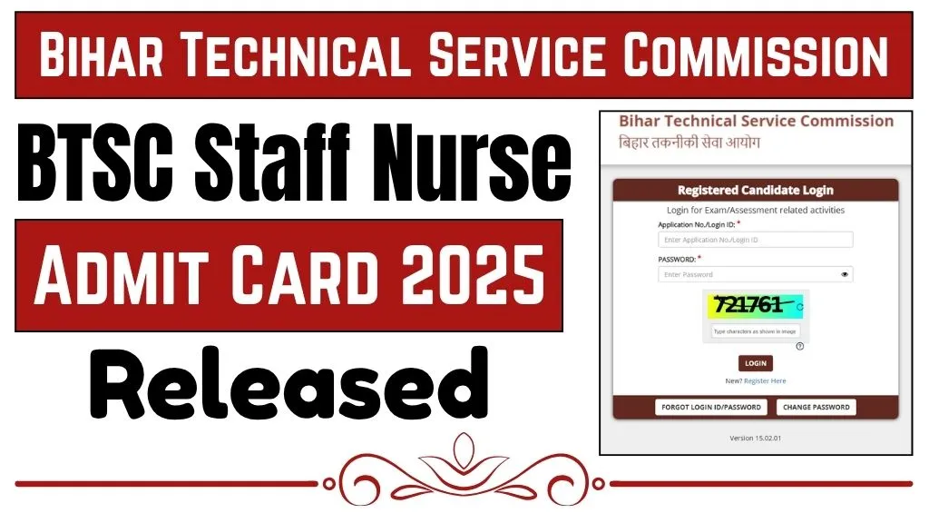 BTSC Staff Nurse Admit Card 2025